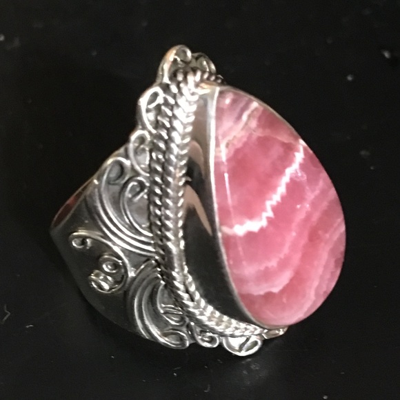 Jewelry - Rhodochrosite artisan boho 925 sterling ring 6 NWT